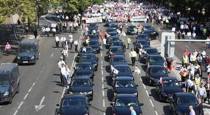 Manifestación de conductores de VTC en Madrid.