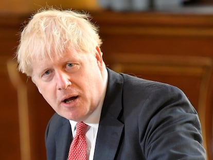 O primeiro-ministro do Reino Unido Boris Johnson durante um discurso em Londres, no dia 1 de setembro.