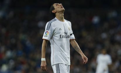 El jugador del Real Madrid Di María durante el encuentro de ayer