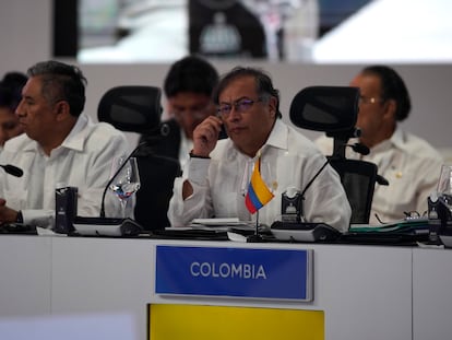 Gustavo Petro durante la XXVIII Cumbre Iberoamericana de Jefas y Jefes de Estado y de Gobierno en el Centro de Convenciones, Ministerio de Relaciones Exteriores.