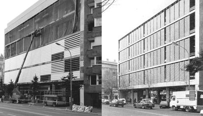 Façana de la central de Telefònica ubicada a la Via Augusta