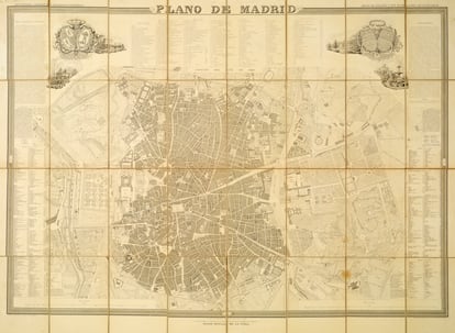 Plano de Madrid elaborado por Coello en 1848 a partir del trabajo de anteriores autores.