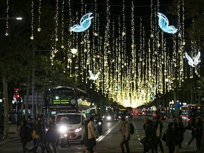 Il·luminació de Nadal al passeig de Gràcia de Barcelona.