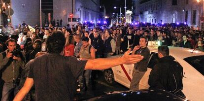 La concentración del Movimiento 15-M cerca del Congreso.