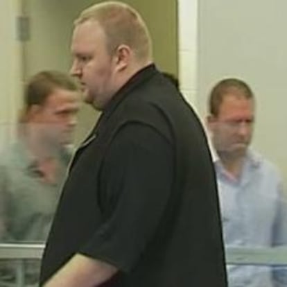 El fundador de Megaupload, Kim Schmitz, hoy en la audiencia.