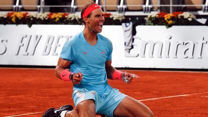 Nadal tras ganar la final de Roland Garros en 2020.