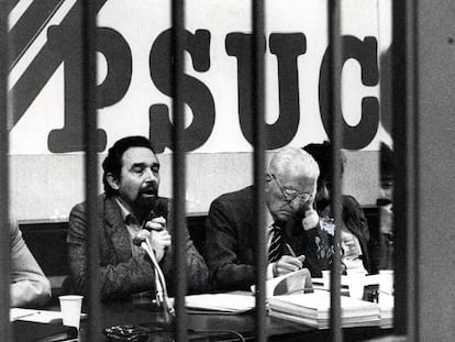 Gutiérrez Díaz i López Raimundo, en una reunió del comitè central del PSUC.