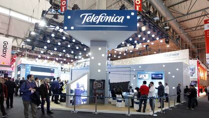 Un stand de Telefónica en el MWC de Barcelona.