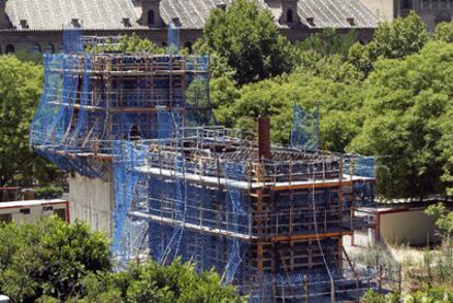 Estado de las obras de la biblioteca del Prado, paralizadas desde 2009.