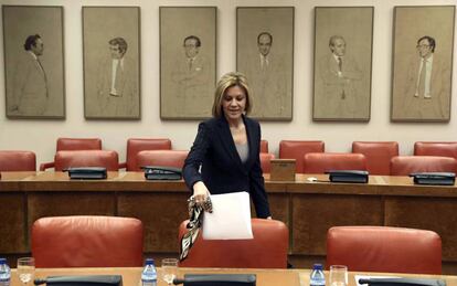 La ministra de Defensa, María Dolores de Cospedal, en el Congreso de los Diputados.