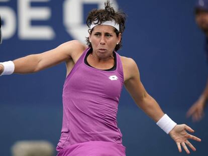 Carla Suárez, durante su partido de la primera ronda en Nueva York.