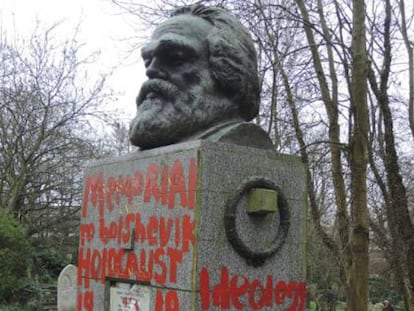 La tumba de Marx, cubierta por pintadas.