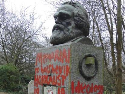 La tumba de Marx, cubierta por pintadas.