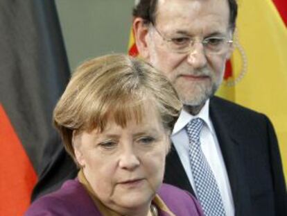 La canciller alemán, Angela Merkel, y el presidente español, Mariano Rajoy, en una rueda de prensa del pasado 26 de enero.