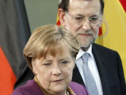 La canciller alemán, Angela Merkel, y el presidente español, Mariano Rajoy, en una rueda de prensa del pasado 26 de enero.