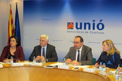 Reunión del comité de gobierno de Unión Democratica de Cataluña con la presencia del secretario general del partido Ramon Espadaler.