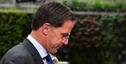 El primer ministro holandés, Mark Rutte, a su llegada a la tercera jornada del Consejo Europeo en Bruselas.