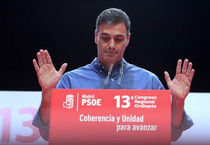 Pedro Sanchez durante el 13 Congreso Regional Ordinario del Partido Socislista de Madrid.