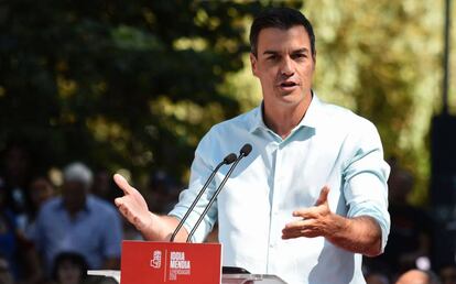 Pedro Sánchez en Vitoria el pasado domingo.