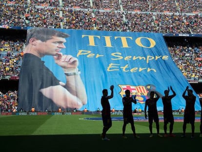 Homenatge a Tito Vilanova al Camp Nou.