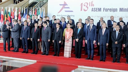 Foto de familia de la cumbre ASEM celebrada en Myanmar en noviembre de 2017.