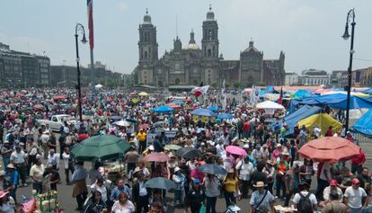 La marcha de maestros en el Zócalo en la Ciudad de México.