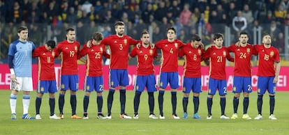 La selección española de fútbol, en su último partido ante Rumanía.