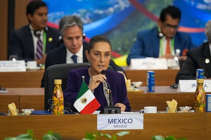 Claudia Sheinbaum, durante su intervencin en la cumbre del G-20, celebrada en Brasil.