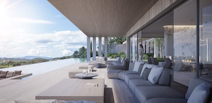 Terraza con la piscina exterior.