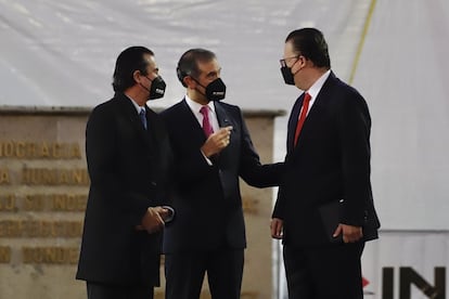 Lorenzo Córdova, consejero presidente del Instituto Nacional Electoral, durante la Ceremonia Cívica para dar inicio a la Jornada de Revocación de Mandato.