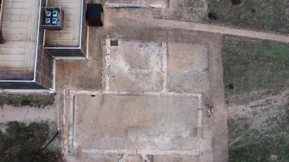 Planta del salón de recepciones hallado bajo el suelo de la villa de Noheda antes de su excavación.