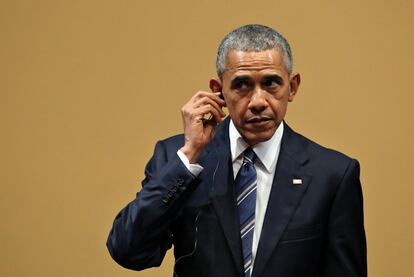 El presidente de Estados Unidos Barack Obama responte a las preguntas de los periodistas.