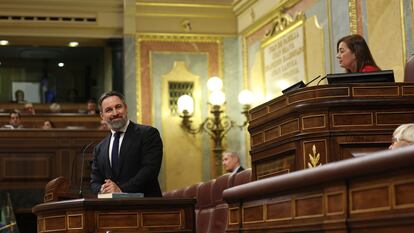 Santiago Abascal, lder de Vox, amonestado por la presidenta del Congreso.