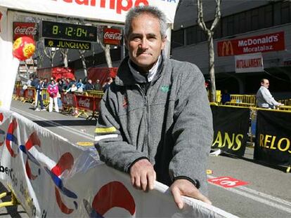 Gonzalo Villamarín Barredo, en la meta de la carrera celebrada ayer en Madrid.