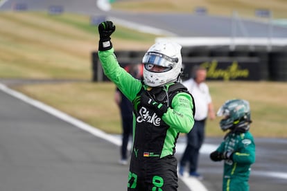 Nico Hülkenberg celebra la tercera posición en el GP de Gran Bretaña este domingo.