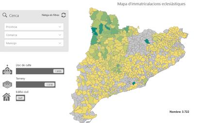 Mapa para consultar las inmatriculaciones de la Iglesia en Cataluña.