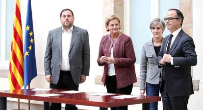 Junqueras, De Gispert, Camats i Turull a la reunió d'avui.