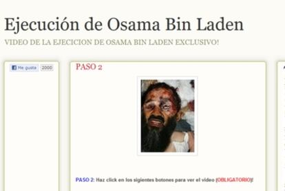 Este sitio engañoso promete un vídeo sobre la muerte de Bin Laden.