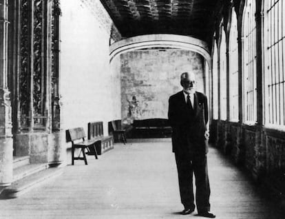 Unamuno, en 1931, en la Universidad de Salamanca.