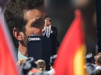 Pablo Casado, durante el acto de clausura de la convención nacional del PP en Valencia.