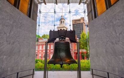 La campana de la libertad, expuesta en el Liberty Bell Center, en FIladelfia (Estados Unidos). 