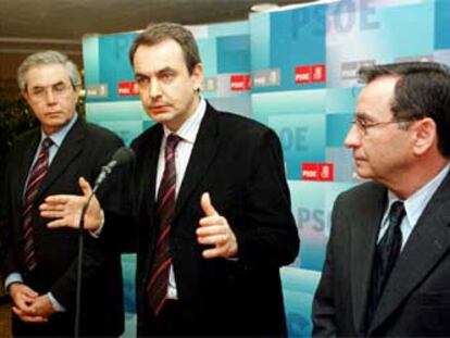 José Luis Rodríguez Zapatero, con Touriño, esta mañana en Ferrol.