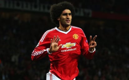 Fellaini celebra el tercer gol.