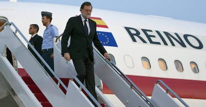 El presidente del Gobierno, a su llegada a Washington, este lunes.