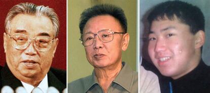 De izquierda a derecha, Kim Il-sung, fallecido en 1994; su hijo, Kim Jong-il y su nieto, Kim Jong-un.