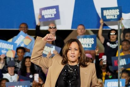 Kamala Harris, durante el mitin.