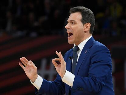 El entrenador del CSKA, Dimitris Itoudis, en la final contra Anadolu Efes.