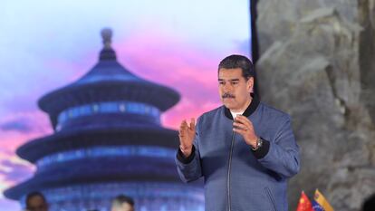A Venezuelan government image of Venezuelan President Nicolas Maduro during a broadcast of his weekly program 'Con Maduro+' from Shandong province, China, on Tuesday.