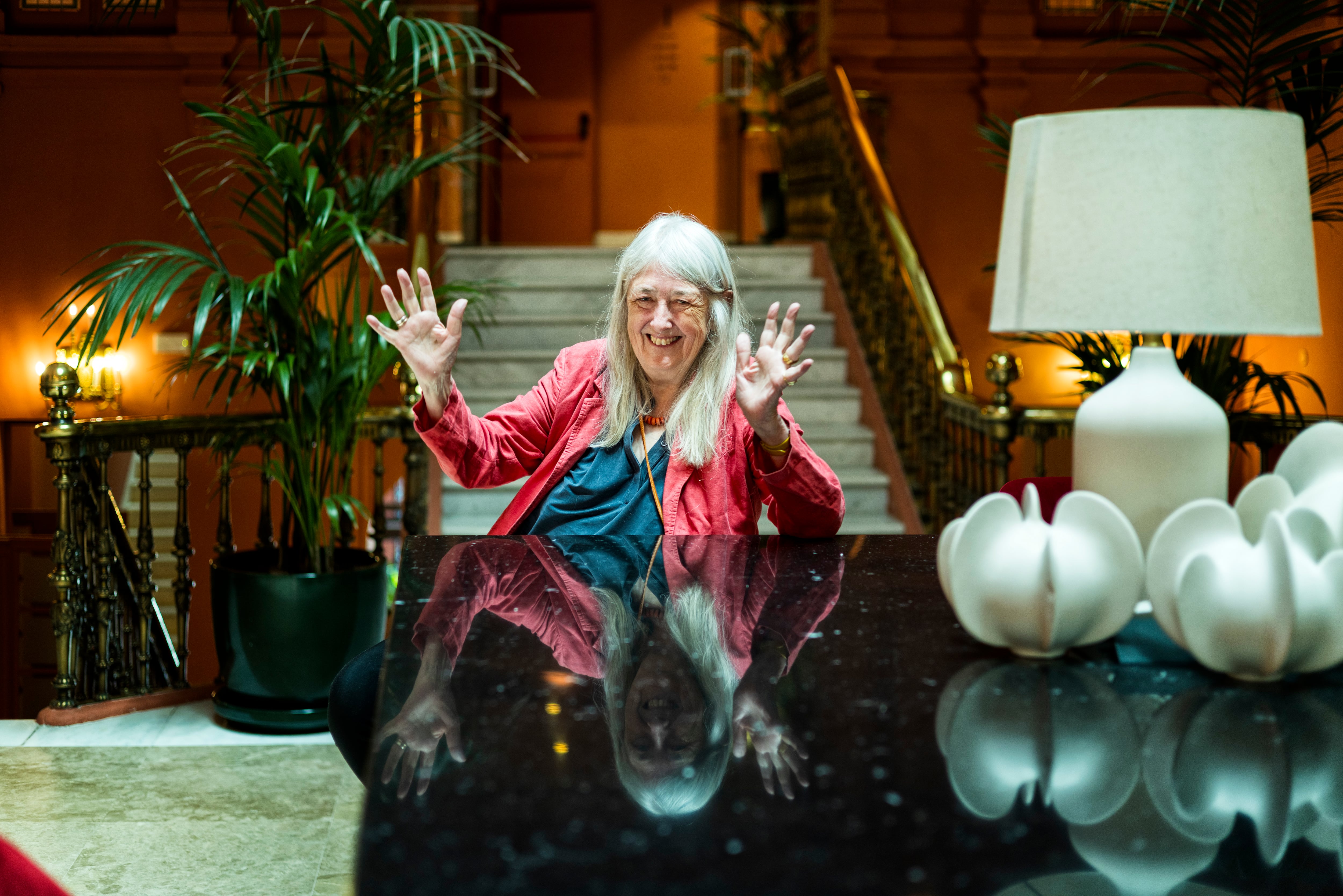Mary Beard in a hotel in Madrid.