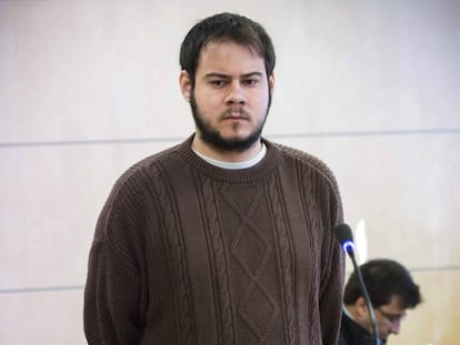 Pablo Hasél, durante el juicio en la Audiencia Nacional.